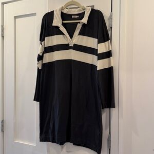 Faherty Preppy Varsity Stripe Rugby Jersey Polo Sweatshirt Dress